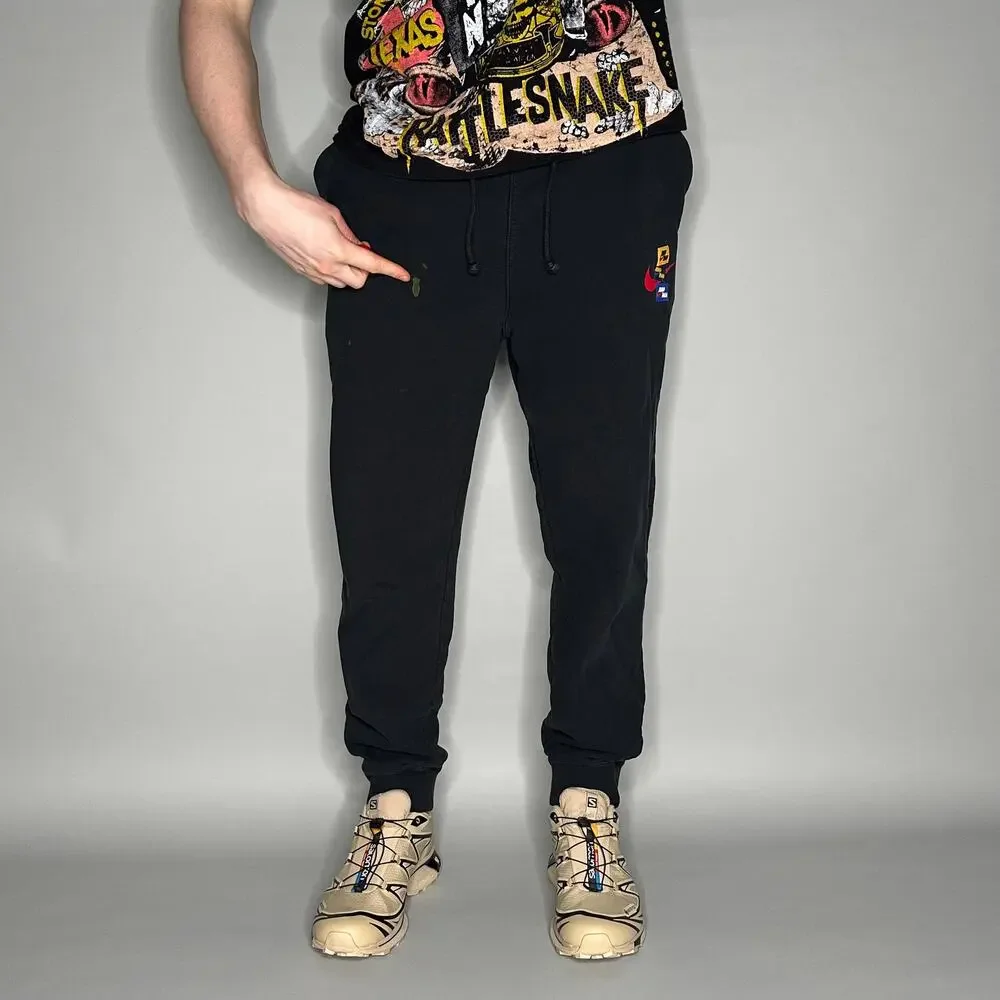 Vintage Y2K Jordan Sweatpants Mens M Black Multi Color Swoosh Cotton Joggers